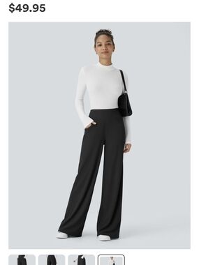 High-Waist Wide-Leg Tummy Control Microwaffle Pants — Black - NWOT